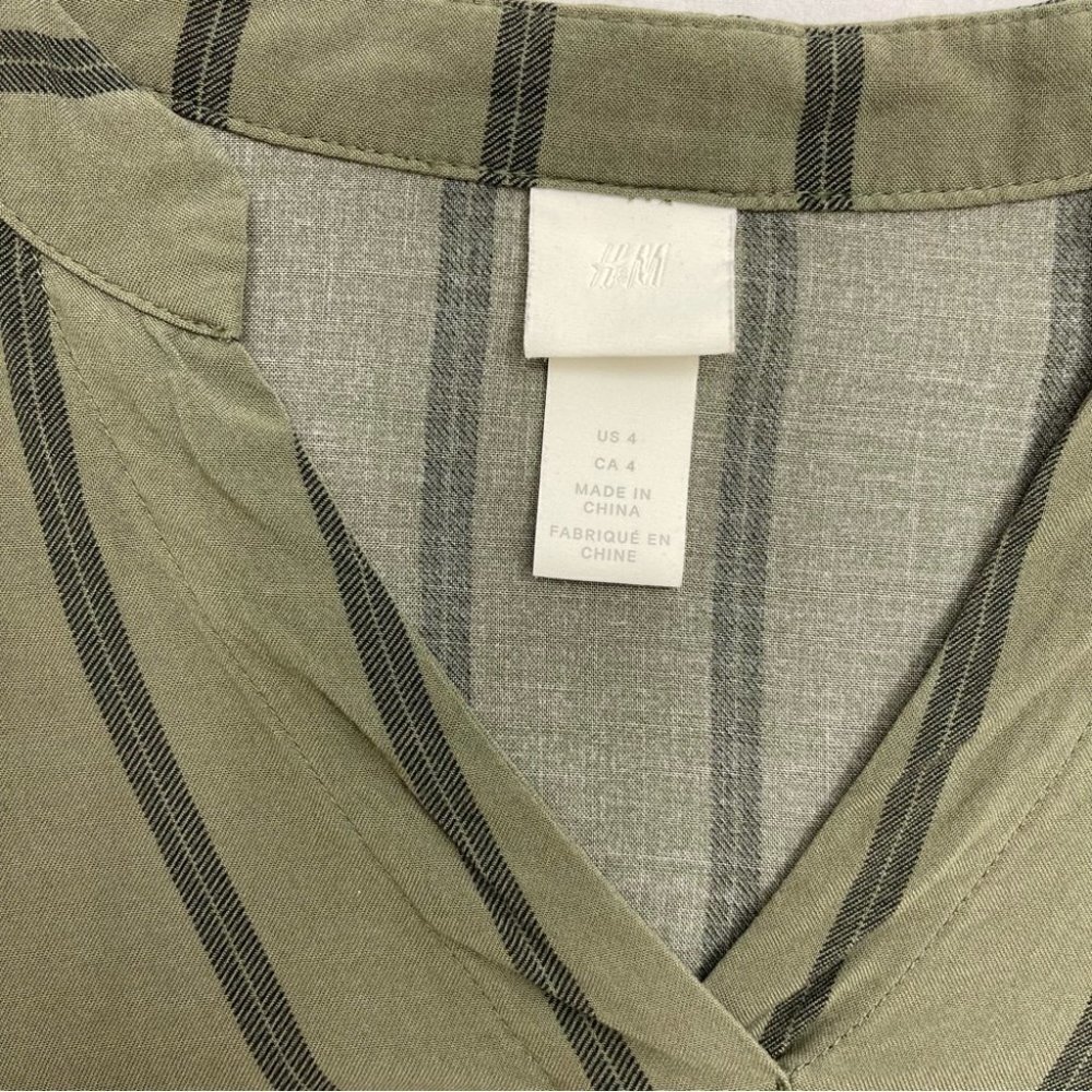 H&M Tunic beach shirt striped dress green olive size 4 woman’s - Picture 8 of 12